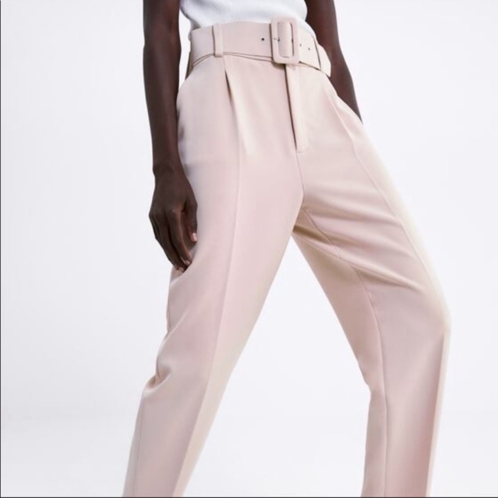 ZARA High Waisted Belted Pants, Trousers Size M
